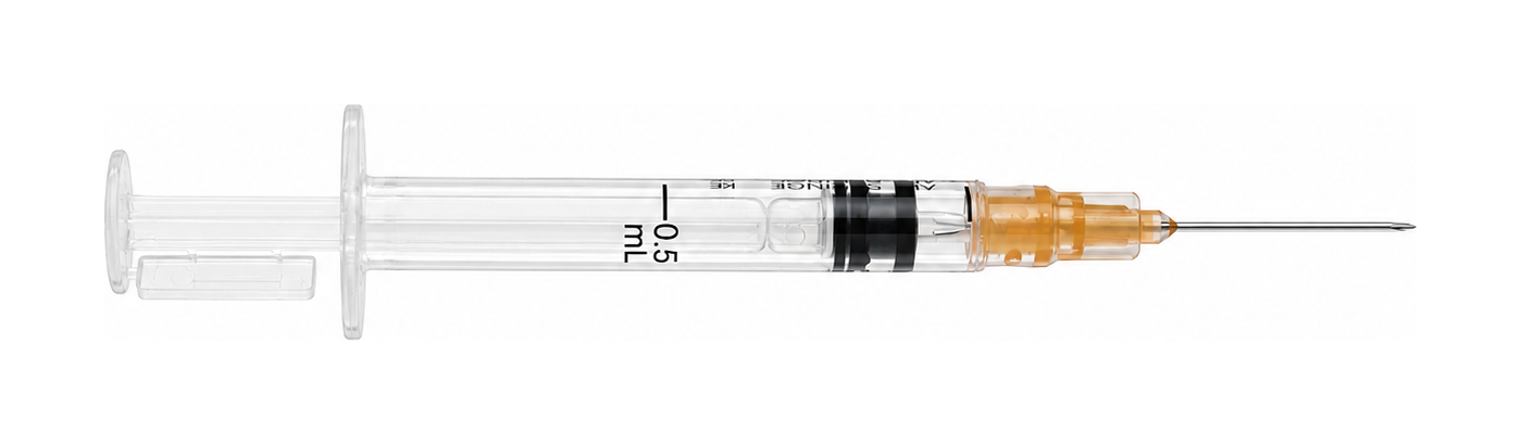 Self-destruct syringe option detail for future SKU extension reference