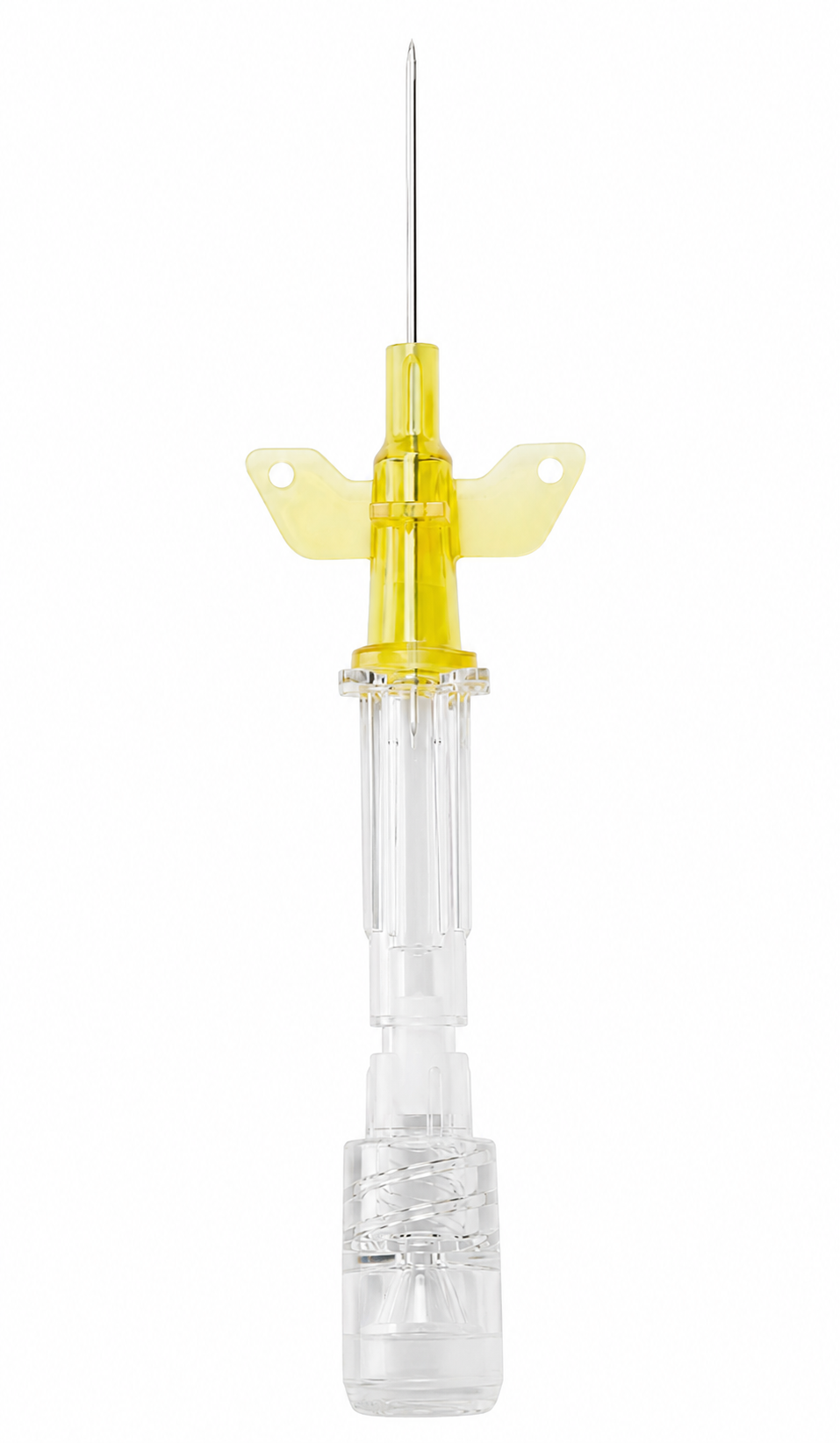 Dual-flashback veterinary IV cannula overall product view