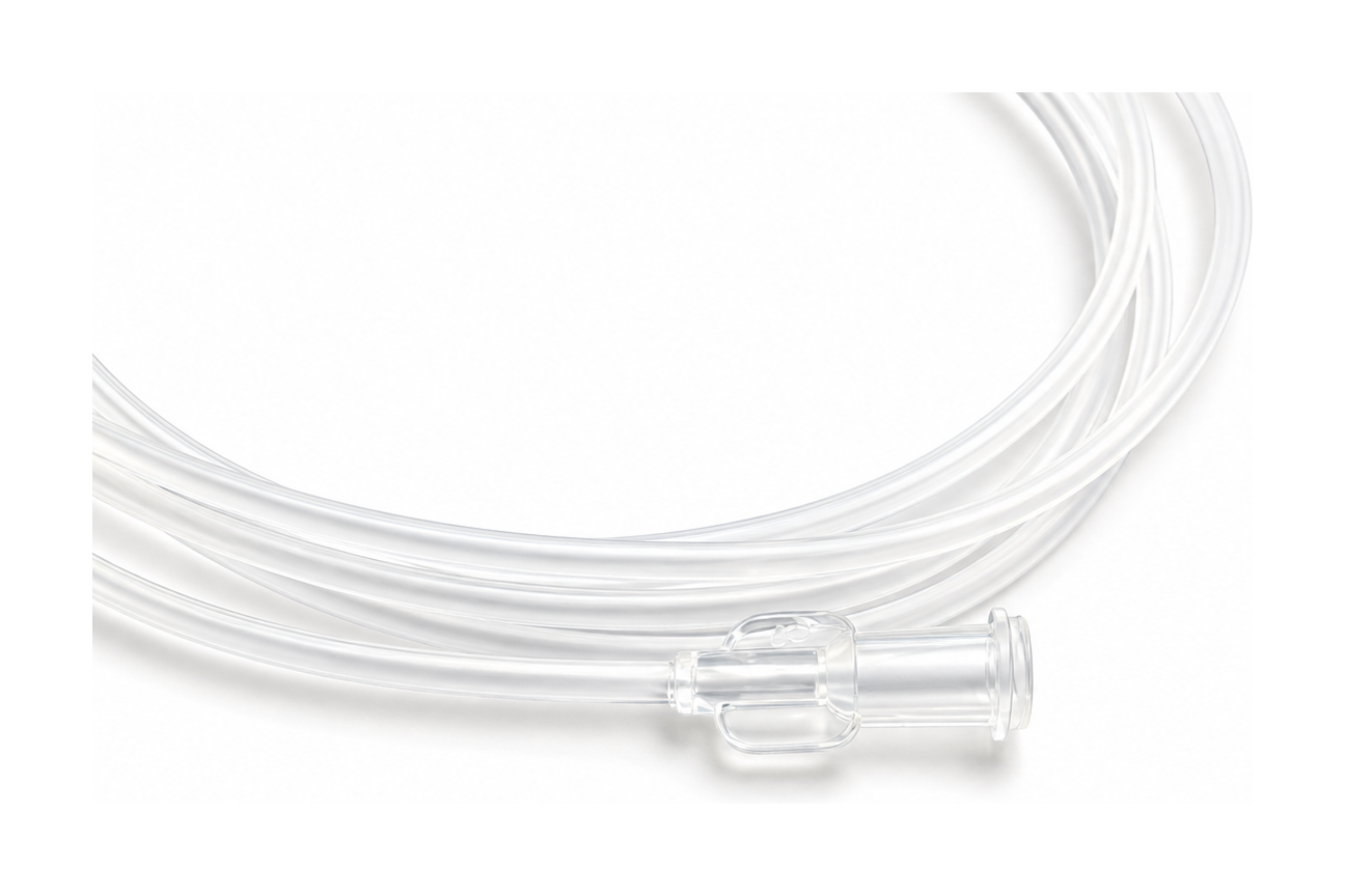 Extension tube clamp and tubing detail image