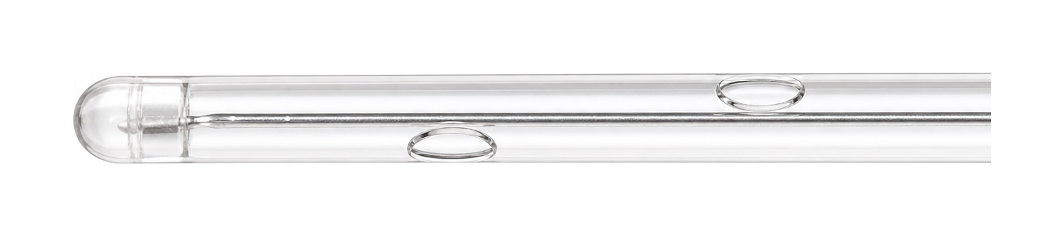 Feline 3 Fr side-opening catheter detail with guidewire