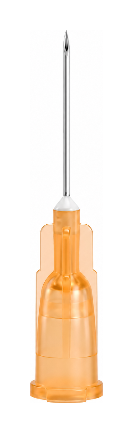 Needle tip detail reference for sharpness, bevel shape, and hub-to-needle presentation