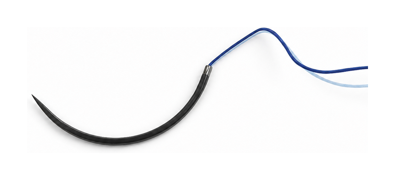 Absorbable suture specification lineup for size and needle-shape comparison