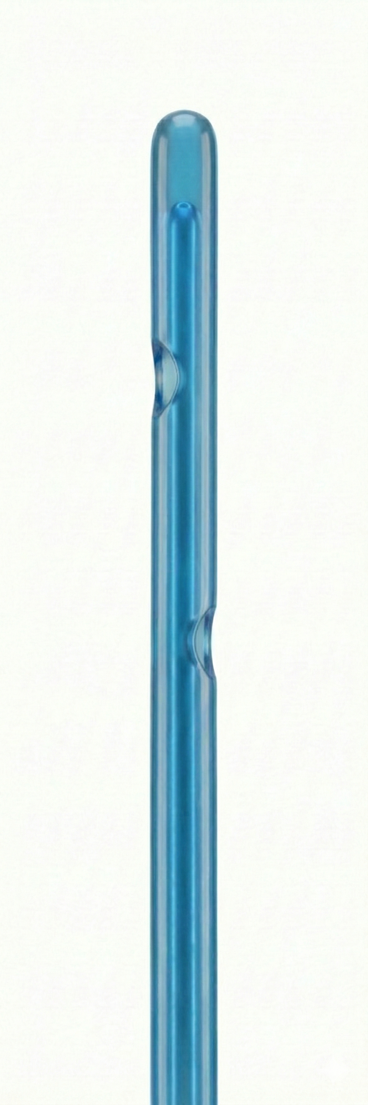 Hydrophilic feline catheter side-eye tip detail